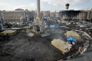 La Plaza de la Independencia en Kiev, el 24 de febrero. Crédito: Natalia Kravchuk/IPS