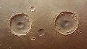Cráteres gemelos en Marte