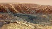 Sobrevolando un cañón en Marte