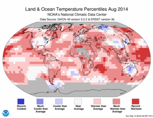 Las temperaturas de la superficie del planeta alcanzaron un récord histórico en agosto