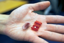 Un mini-robot de papiroflexia saca pilas de botón del sistema digestivo